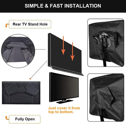 HOMEYA Outdoor TV Cover 48-50 Inch with Waterproof Zipper Velcro + Bottom Cover, 600D Heavy Duty Weatherproof TV Enclosure with Front Flap, for Outside LED LCD Flat Screen TVs-46.5''Lx27.5''Hx4.5 W