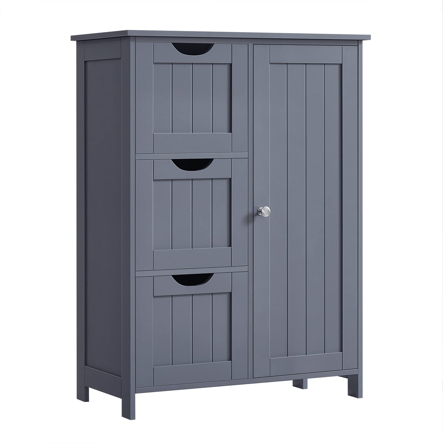 VASAGLE Bathroom Floor Storage Cabinet, Freestanding Bathroom Storage Unit with 3 Drawers, 1 Adjustable Shelf, 11.8 x 23.6 x 31.5 Inches, Slate Gray UBBC049G01