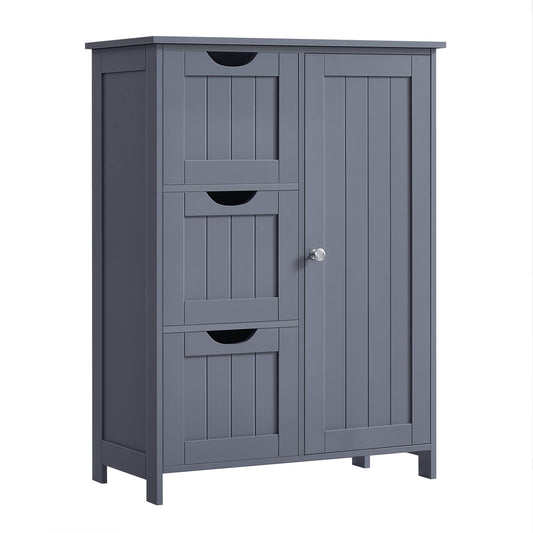 VASAGLE Bathroom Floor Storage Cabinet, Freestanding Bathroom Storage Unit with 3 Drawers, 1 Adjustable Shelf, 11.8 x 23.6 x 31.5 Inches, Slate Gray UBBC049G01