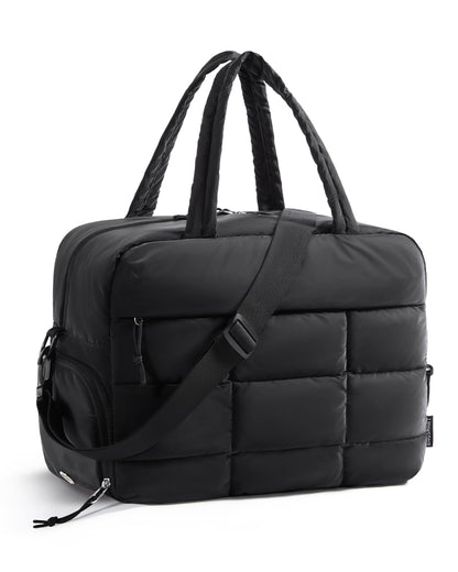 BAGSMART Small Gym Bag for Women, 23L Carry on Travel Duffle, Water-resistant Dance Bag with Shoe Compartment, Black