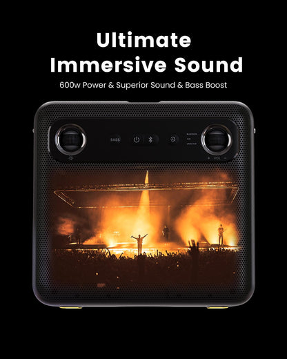 Ikarao Smart Karaoke Machine for Adults - with Lyrics Display, 64GB Karaoke Tablet, 2 Wireless Mics, Professional Karaoke System, 600W Peak Power, 4 DJ Lights, Karaoke Speaker for Any Occasion