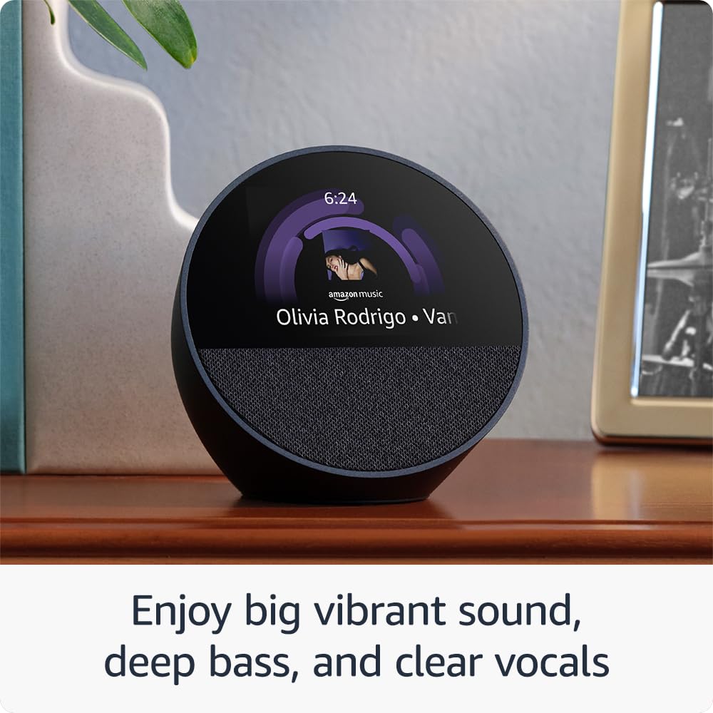 Amazon Echo Spot (newest model), Great for nightstands, offices and kitchens, Smart alarm clock with Alexa, Ocean Blue