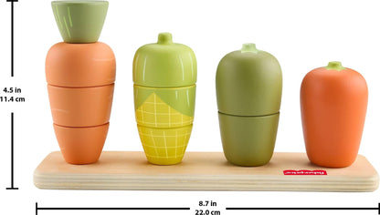 Fisher-Price Wood Toddler Toy Veggie Stacker, Tiny Garden Wooden Sorting & Stacking Activity for Preschool Kids Ages 18+ Months (Amazon Exclusive)