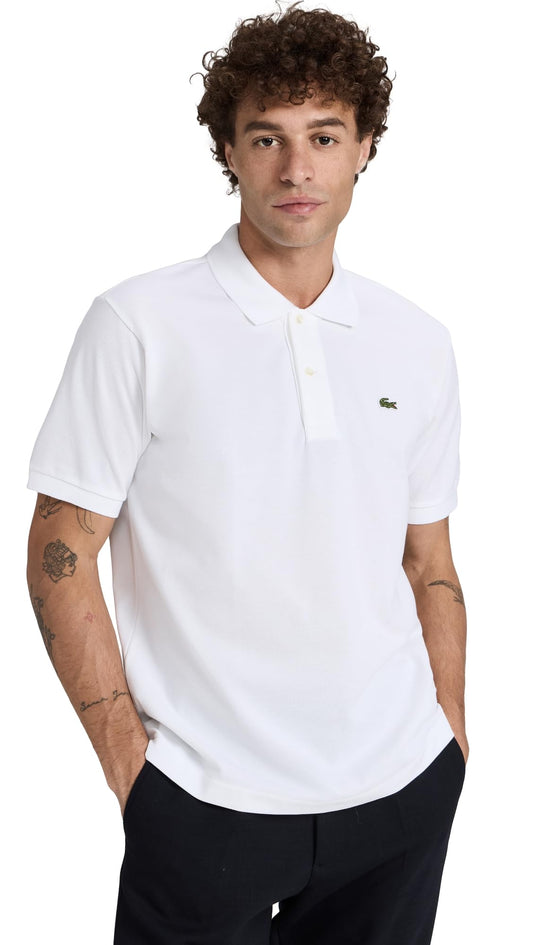 Lacoste Mens Short Sleeve Classic Chine L.12.12 Polo Shirt, White, Large