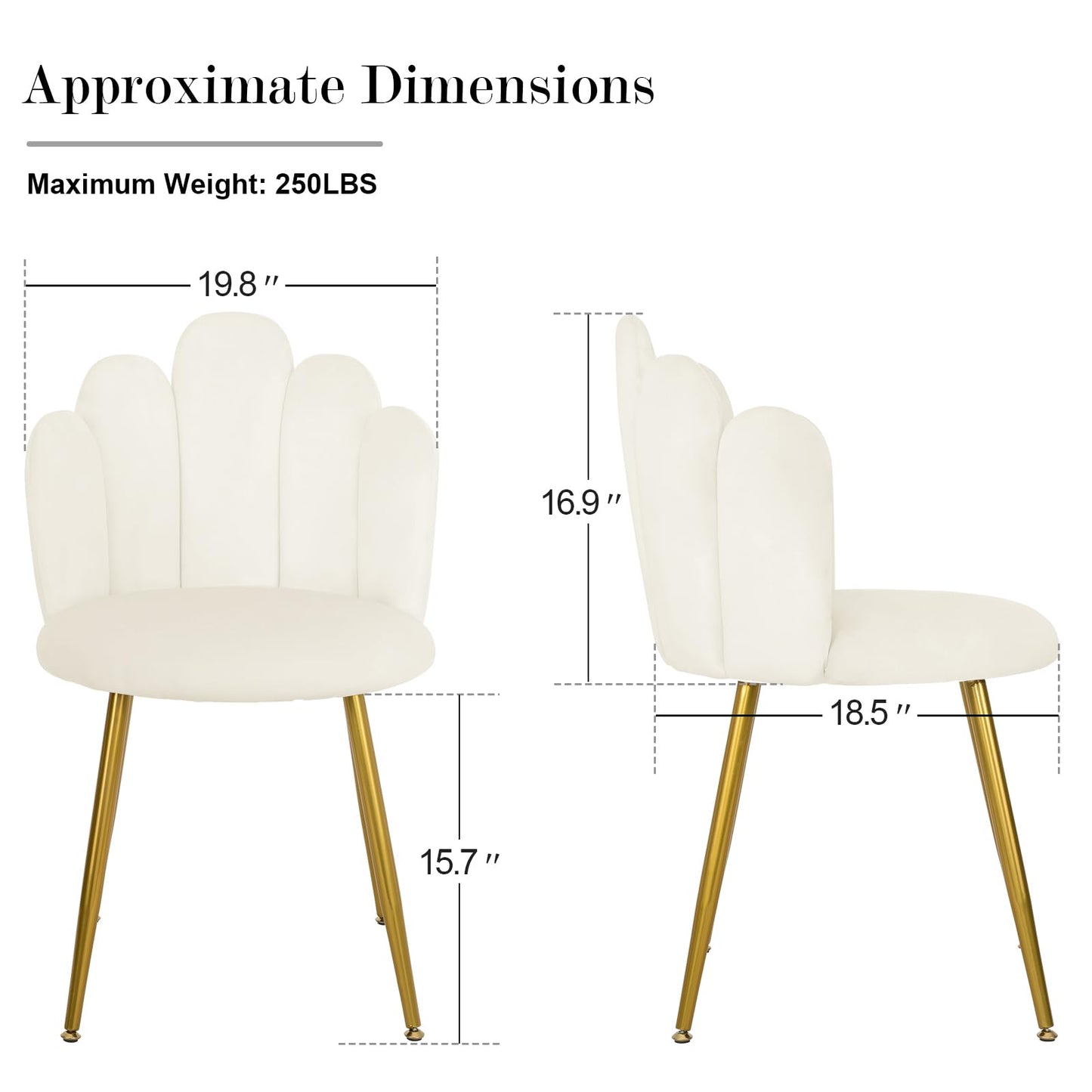 BOWTHY Vanity Chair for Makeup Room - Midcentury Modern Accent Chair for Living Room Bedroom, Makeup Chair with Back Support Velvet Chair with Gold Legs (Cream)
