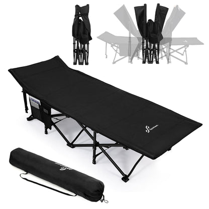 Sportneer Camping Cot: 1200D Double Layer Oxford Foldable Camping Cots for Adults - Heavy Duty Cots for Camping Travel Tent Day Outdoor & Home Guest, Camping Cots with Carry Bag & 2 Side Pockets