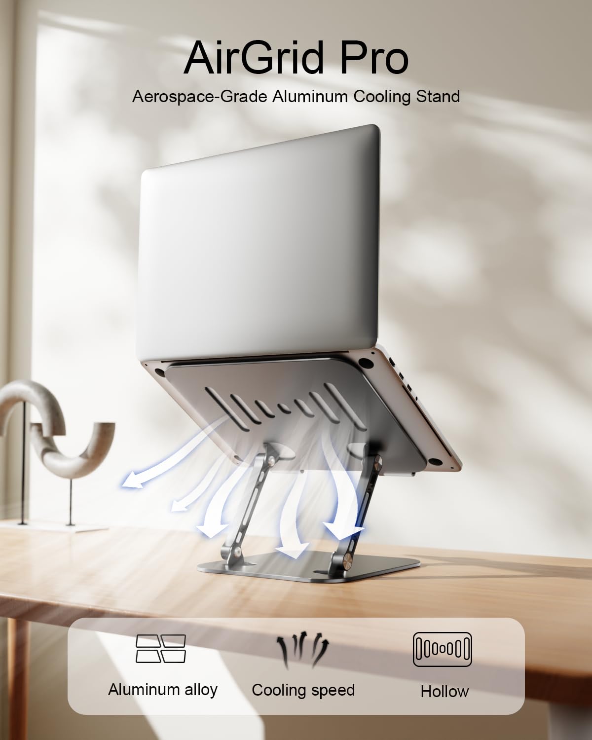 LINTYLE Laptop Stand Adjustable MacBook Stand for Desk Aluminum Notebook Holder Ergonomic Computer Riser Portable Desktop Stand Compatible with All MacBook Notebook Laptop 10-17 Inch