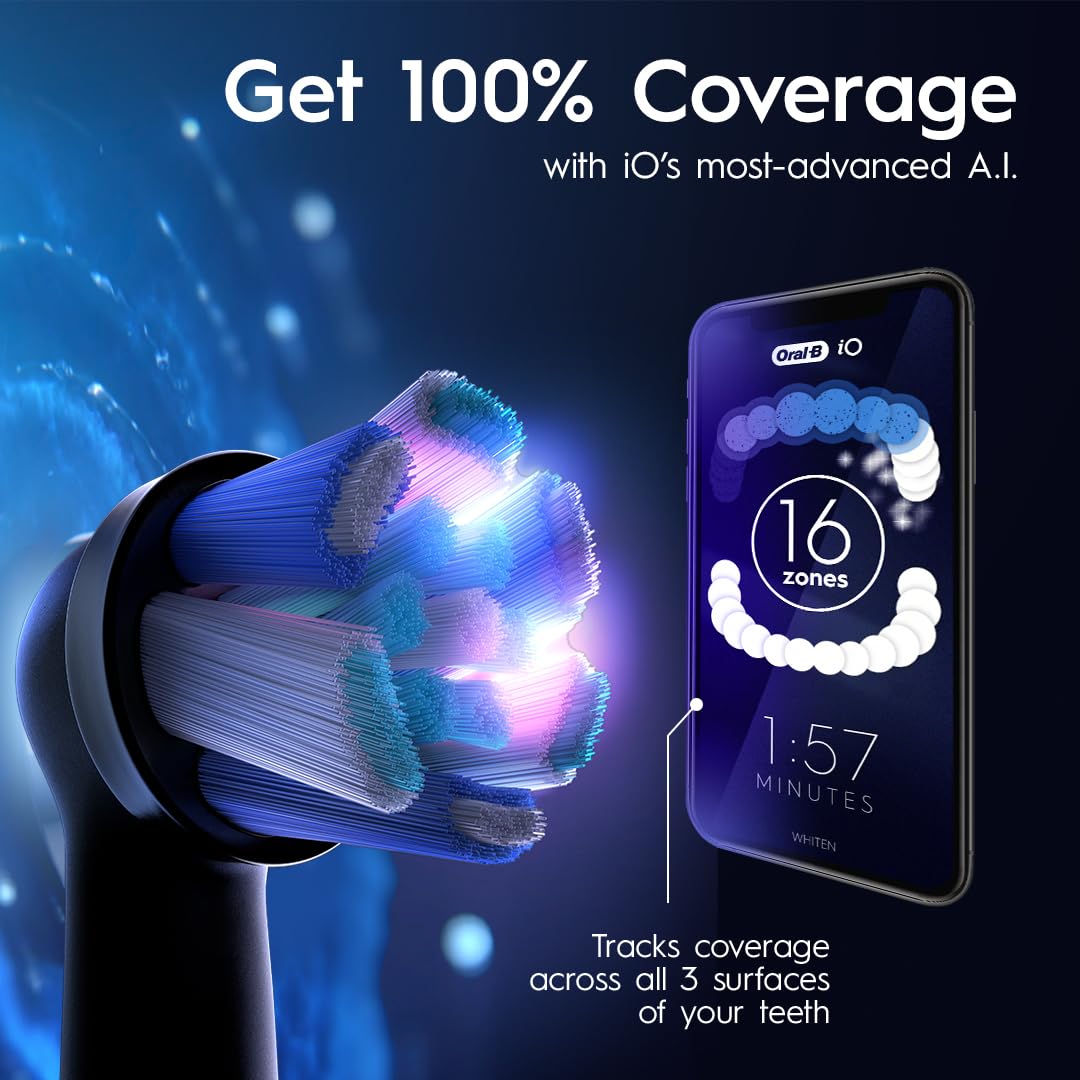 Oral-B iO Series 9 Electric Toothbrush with 3 Replacement Brush Heads, Black Onyx