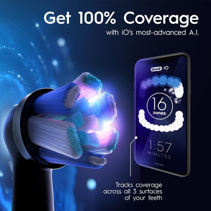 Oral-B iO Series 9 Electric Toothbrush with 3 Replacement Brush Heads, Black Onyx