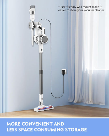 Comvtu Cordless Vacuums, 80,000PRM Powerful Motor Vacuum Cleaner and 2200mAH Rechargeable Battery up to 35 Mins Worktime, 2 Adjustable Modes, Detachable Parts, Wireless Stick Vacuum (Sliver White)