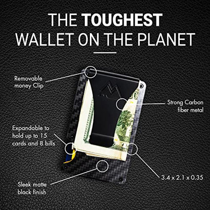 Mountain Voyage Minimalist Wallet for Men - Slim RFID Wallet I Scratch Resistant, Matte Carbon Fiber Credit Card Holder & Money Clip, Easily Removable Money & Cards, Mens Wallets