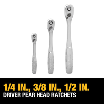 DEWALT 192 Pcs. Mechanics Tool Set, 1/2, 1/4, 3/8 Socket Set, SAE and Metric Socket Wrench Set, Hard Shell Tool Box (DWMT75049)