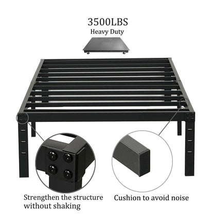 Wulanos Twin XL Bed Frames, Heavy Duty Metal Frame with Steel Slats Support, No Box Spring Needed, 16 Inch High Platform with Storage, Non-Slip and Noise-Free