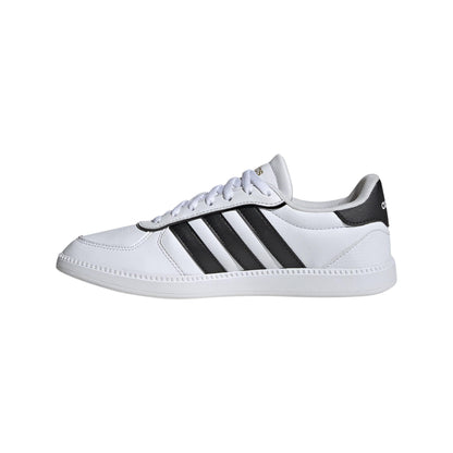 adidas Women's Breaknet Sleek Sneaker, White/Black/Gold Metallic, 7.5