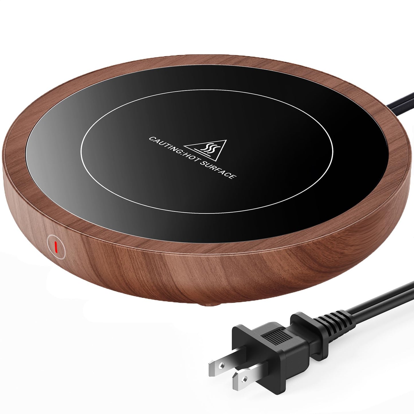 SWEETFULL Coffee Mug Warmer, 36W Electric Cup Warmer for Desk with 3-Temp Settings Advanced Temperature-Controlled Heating Coffee Gifts Accessories for Women Men Milk, Tea, Candle - Wood