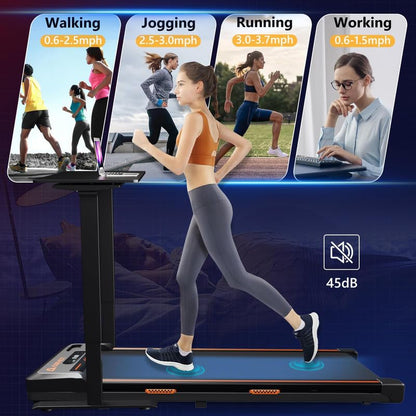 AIRHOT Under Desk Treadmill, Walking Pad 2 in 1 for Walking and Jogging, Portable Walking Treadmill with Remote Control Lanyard for Home/Office, 2.5HP Low-Noise Desk Treadmill in LED Display