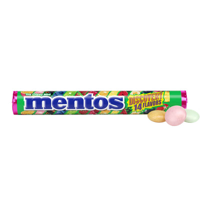 Mentos Chewy Mint Candy Roll, Discovery 14 Assorted Fruit Flavors, 14 Pieces Per Roll, 15 Count Showbox