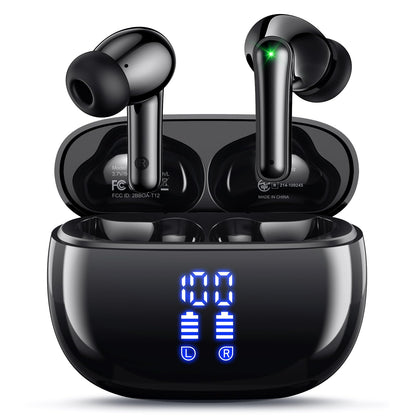 HUIFU Wireless Earbuds Bluetooth Headphones, Ear Buds with Deep Bass, 40H Long Playtime, LED Power Display, IP7 in Ear Earphone with Mic for iPhone Android Phone Sports Workout, Black