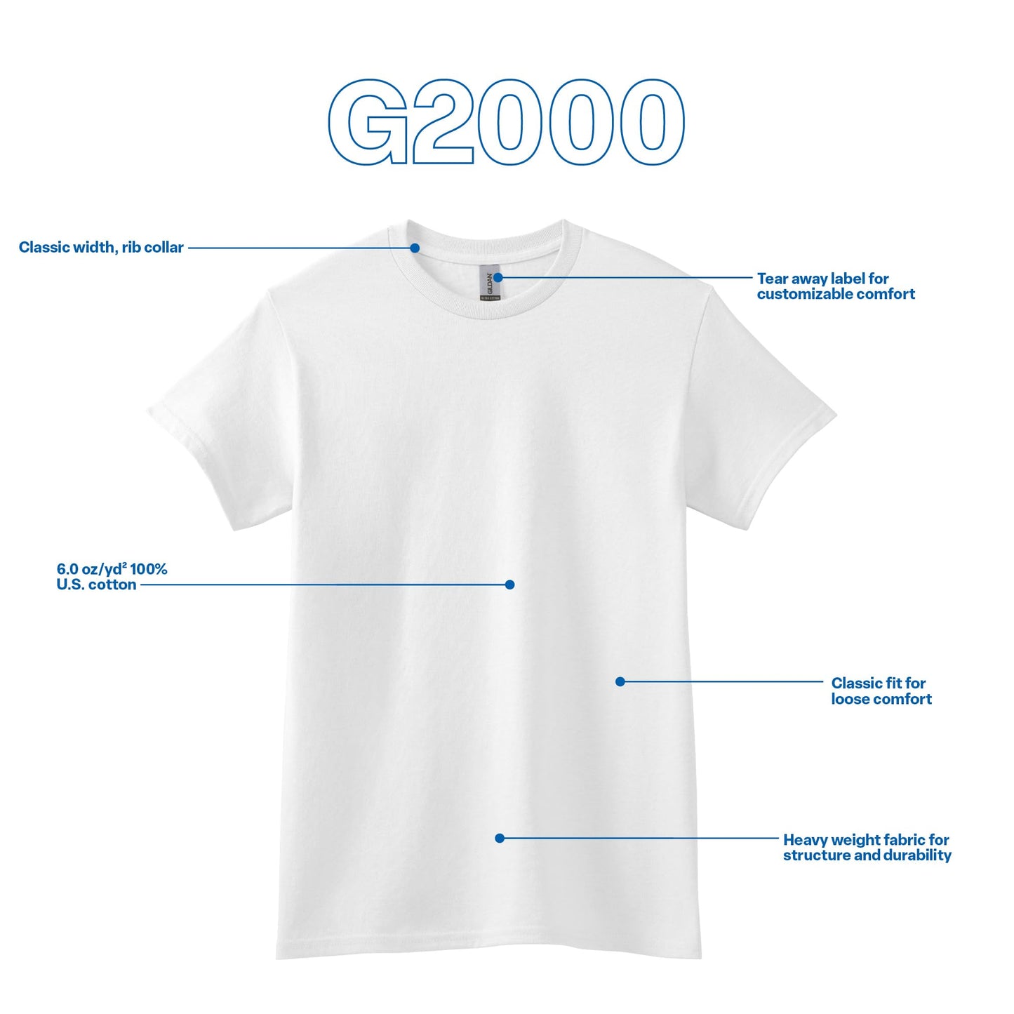 Gildan Adult Ultra Cotton T-Shirt, Style G2000, Multipack, White (3-Pack), Large