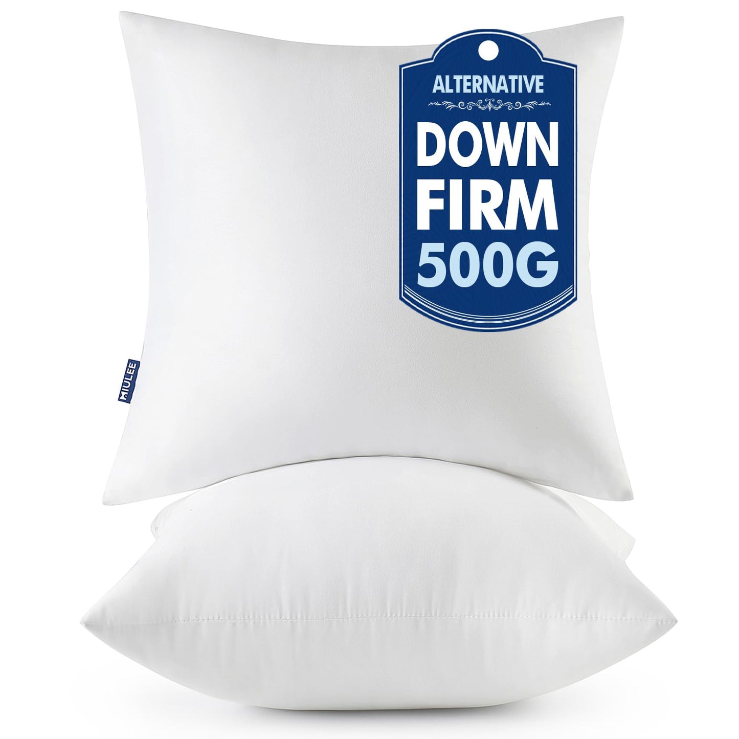 MIULEE Throw Pillows Inserts, Pack of 2 18x18 Inch 100% Virgin Fiber Filling Bed Couch Pillows