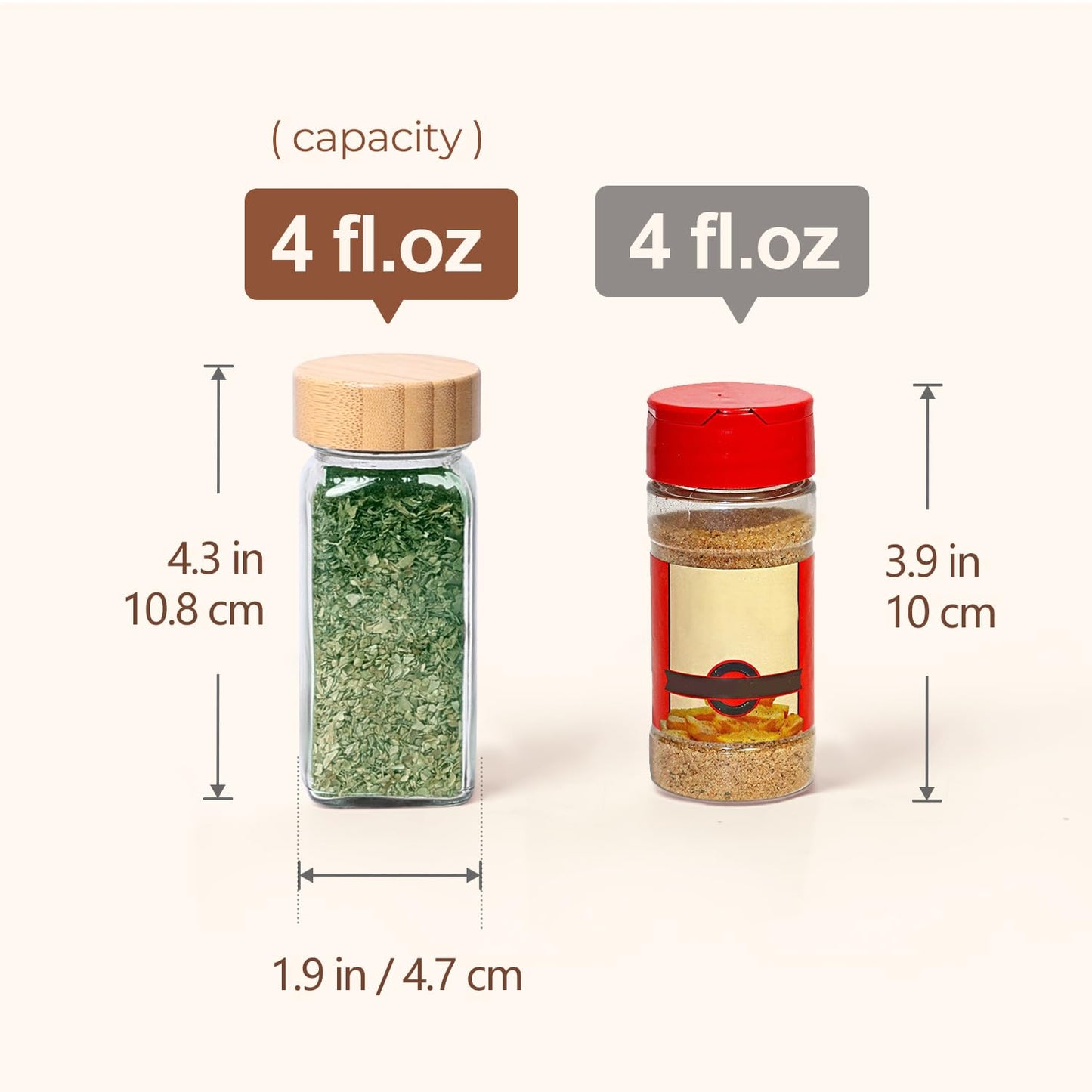 ComSaf Spice Jars with Label 4 oz 24Pcs, Glass Spice Jars with 6 Extra Shaker Inserts and 93 Labels, Seasoning Set with Bamboo Lids and Metal Funnel, Square Containers for Organization, Salt, Pepper