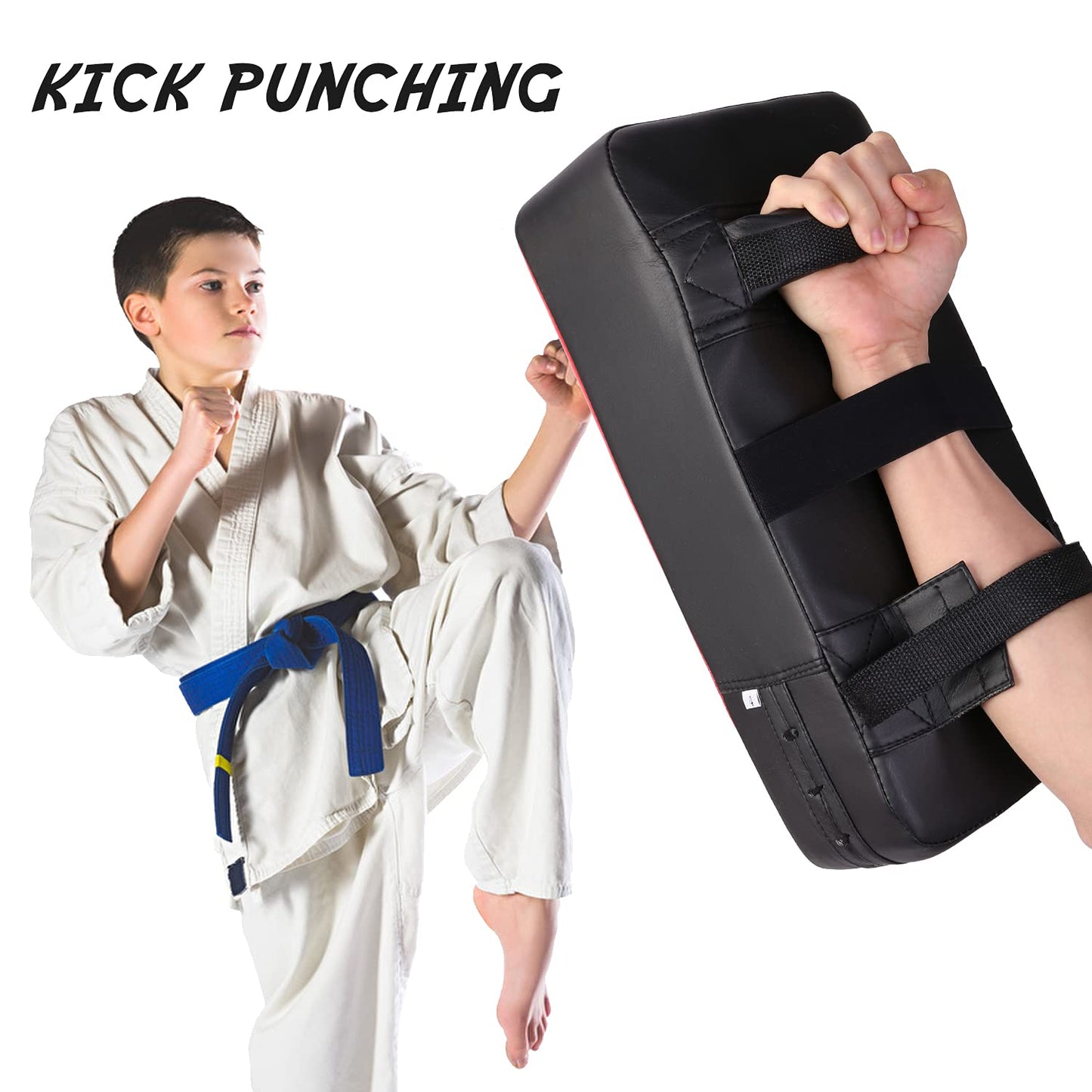 Odoland 3-in-1 Kids Youth Boxing Set - Punching Mitts, Kick Pads, Gloves for Boxing, Kickboxing, Karate, Muay Thai, MMA Training