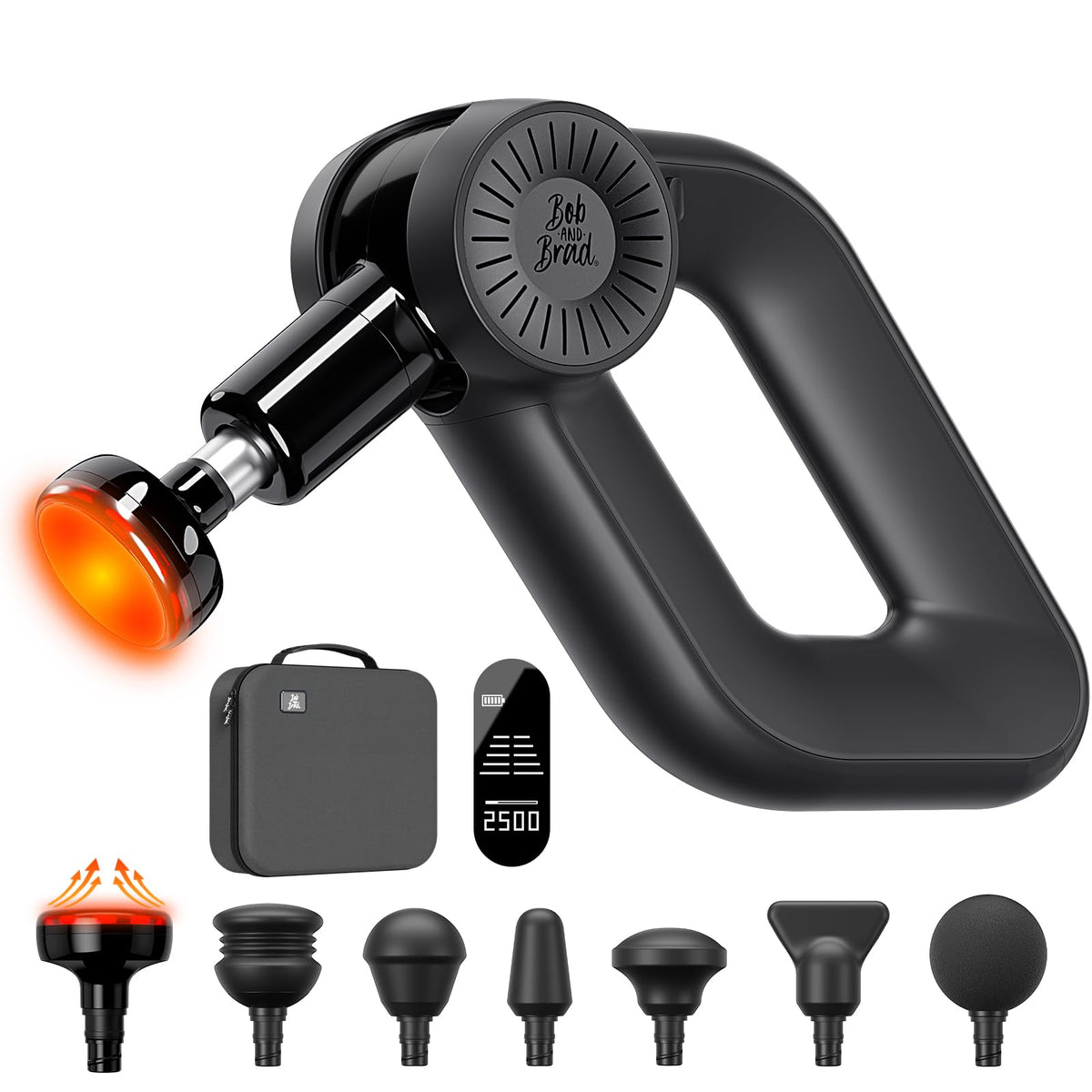 BOB AND BRAD D6 Pro Plus Massage Gun with Heat, Deep Tissue Percussion with 16mm Amplitude, Professional Muscle Massager Gun for Athletes, Quiet Electric Handheld Massager, FSA and HSA Eligible
