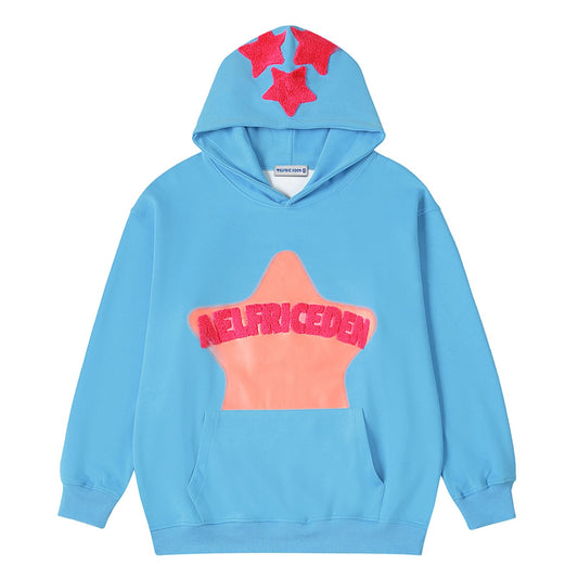 Aelfric Eden Graphic Hoodies for Men Y2K Printed Hoodie Sweatshirt Casual Oversized Long Sleeve Vintage Streetwear Hiphop Hooded Pullover Blue Medium
