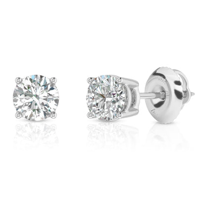 Amazon Essentials IGI Certified 0.5 Carat Solitaire Lab Grown Diamond Stud Earrings for Women in Solid 14k White Gold - 4 Prong Round Cut (G-H Color, VS1-VS2 Clarity) - Gold Stud Earrings - Stud Earrings for Women