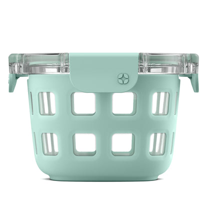 Ello DuraGlass Rounds Glass Food Storage Containers - Meal Prep Bowls with Silicone Sleeve and Airtight Lids, 2 Cup, Yucca