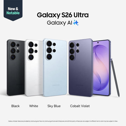 Samsung Galaxy S26 Ultra, Unlocked Android Smartphone, 512GB, Privacy Display, Galaxy AI, AI Camera, Super Fast Charging 3.0, Durable Battery, 2026, US 1 Year Warranty, Sky Blue