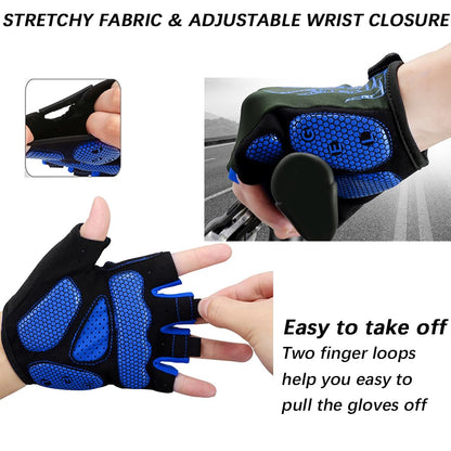 MOREOK Cycling Gloves Bike Gloves for Men/Women-[5MM Gel Pad] Half Finger Bicycle Biking Gloves for Cycling/Weight Lifting/Gym/Motorcycle/Rowing/Outdoor Sports-050-BLUE-M