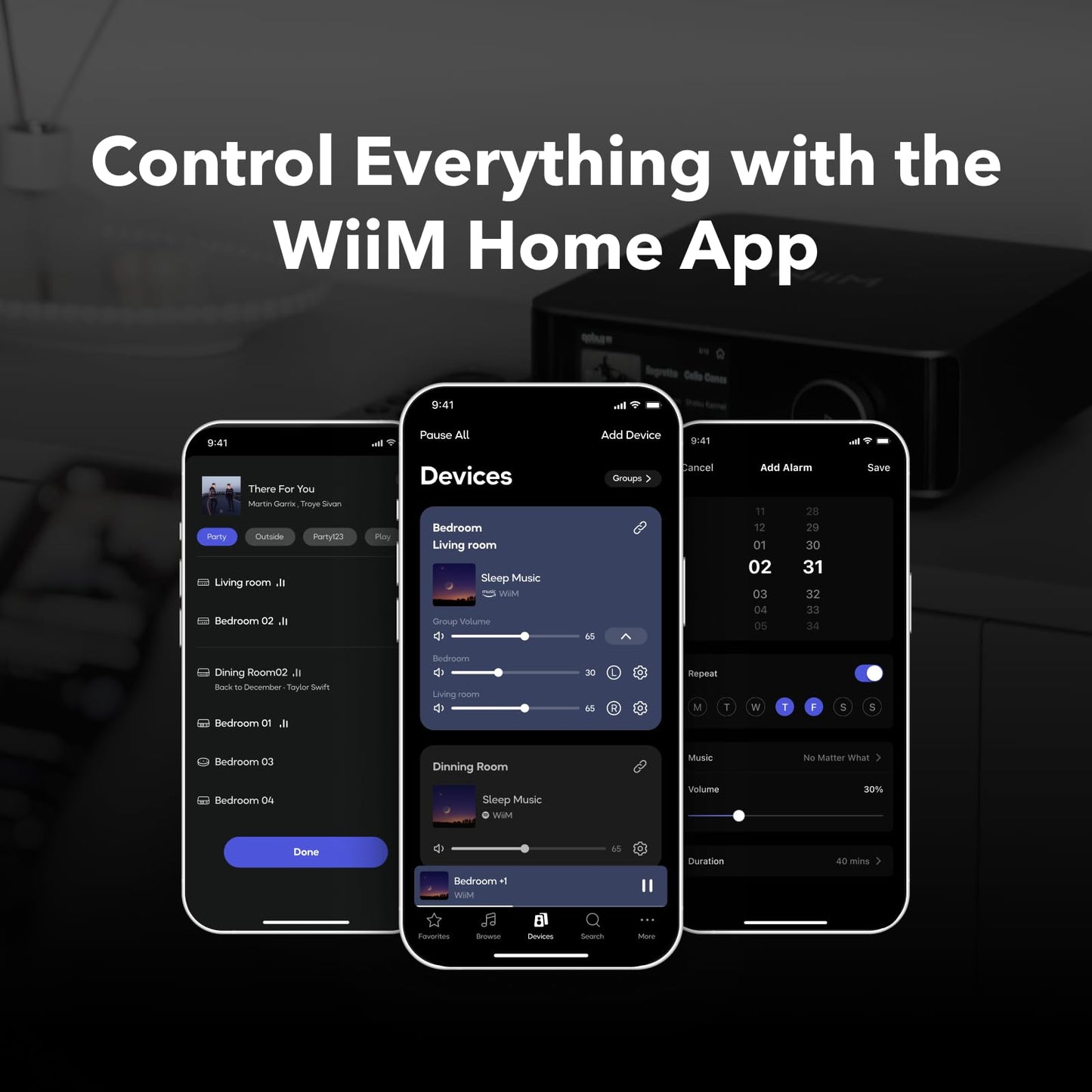 WiiM Amp Ultra with Voice Remote 2 | 100W Streaming Amplifier with Premium ESS ES9039Q2M DAC & Dual TI TPA3255 Amps | Built-in RoomFit EQ & Touchscreen | HDMI ARC, Optical, RCA Inputs | Space Gray