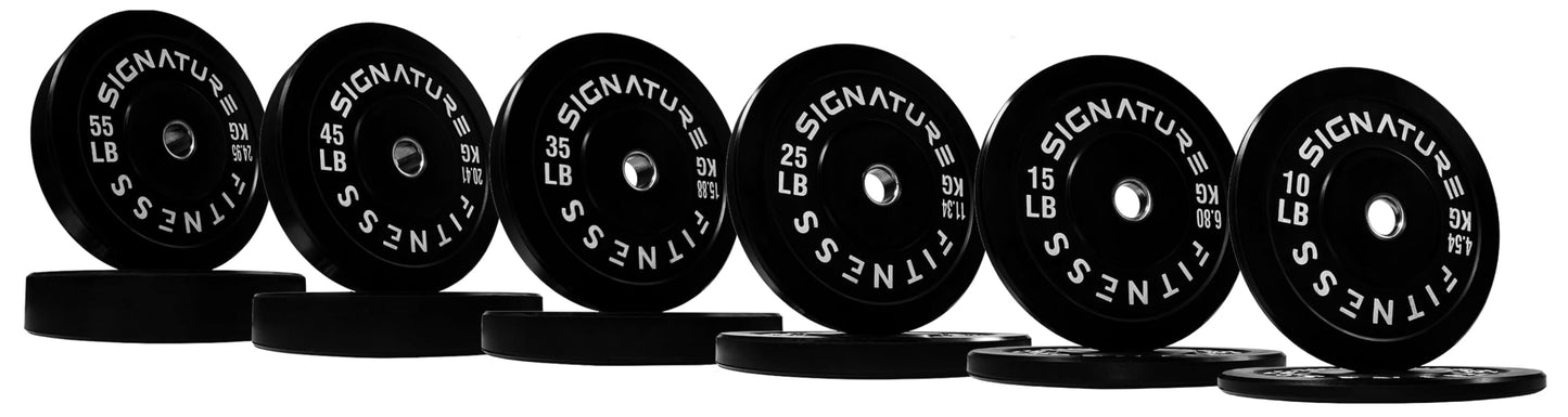 Signature Fitness 2" Olympic Bumper Plate Weight Plates with Steel Hub, 25LB, Pair