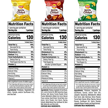Lay's Kettle Cooked Potato Chips, Variety Pack, 0.85 Ounce (Pack of 40)