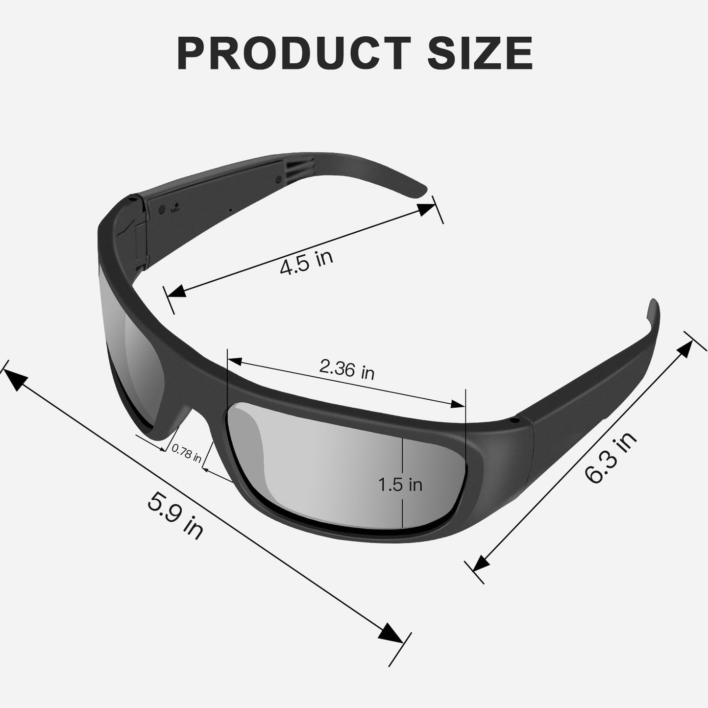 OhO Smart Glasses,Polarized Sunglasses with Bluetooth Speaker,Athletic/Outdoor UV Protection and Voice Control,Unisex(Grey Lens)