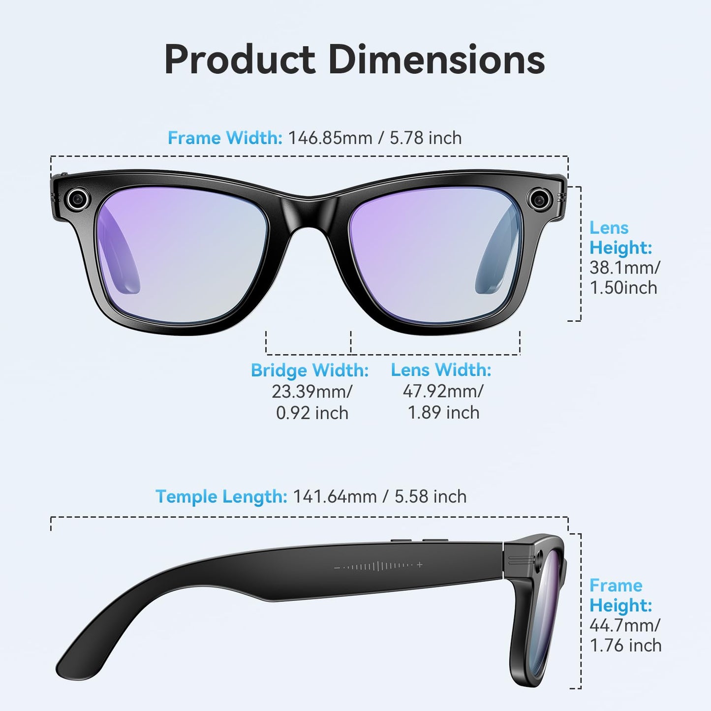 AI Smart Glasses for Men Women,8MP 2K HD Camera Glasses,AI Voice Control,AI Photo Recognition,Real-Time Translation,Smart Sunglasses with Bluetooth Call,IP67 Waterproof for Driving,Outdoor,+2 Lenses.