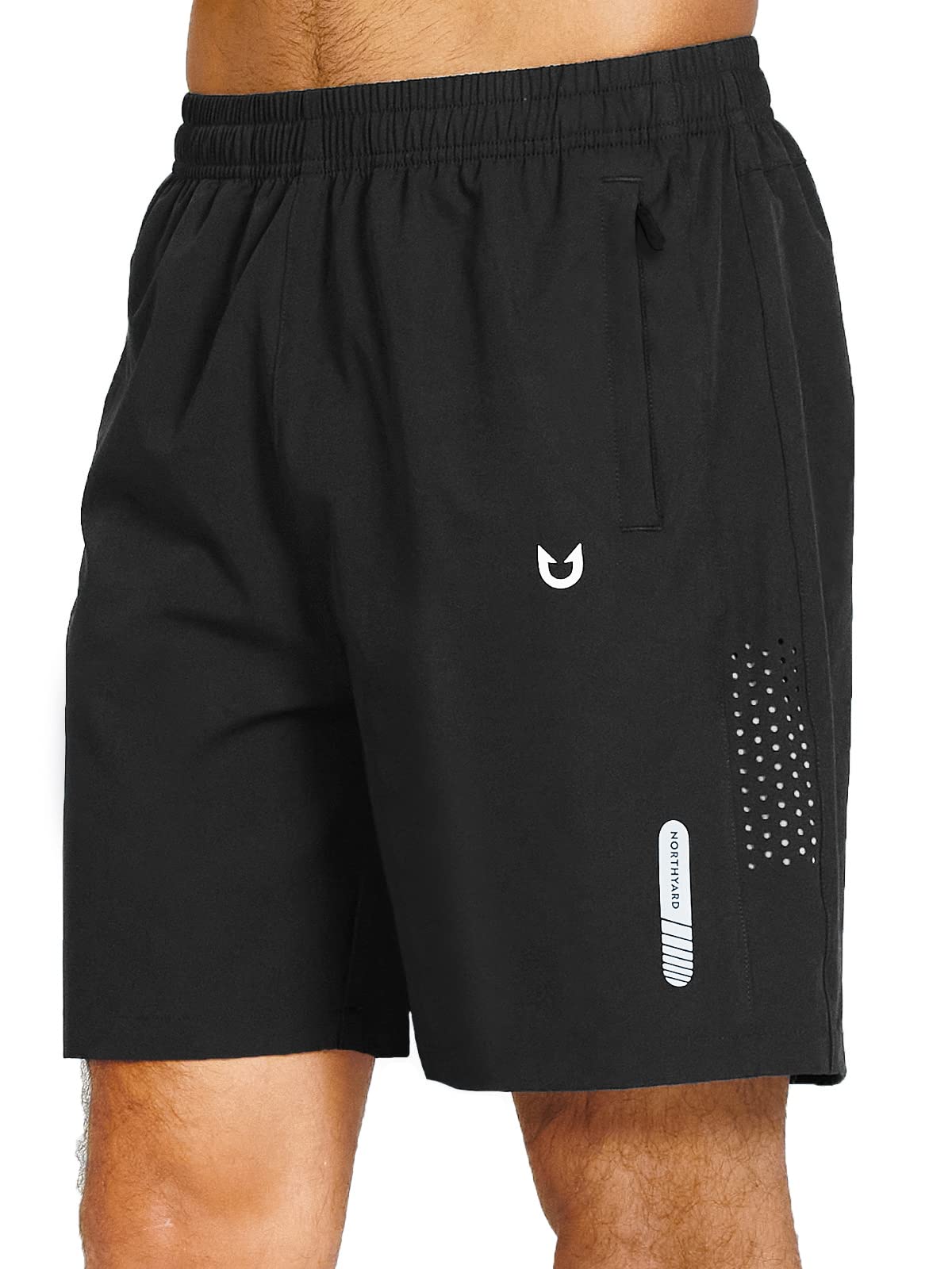 NORTHYARD Men's Athletic Running Shorts Quick Dry Workout Shorts 7"/ 5"/ 9" Lightweight Sports Gym Basketball Tennis Hiking Exercise Black M