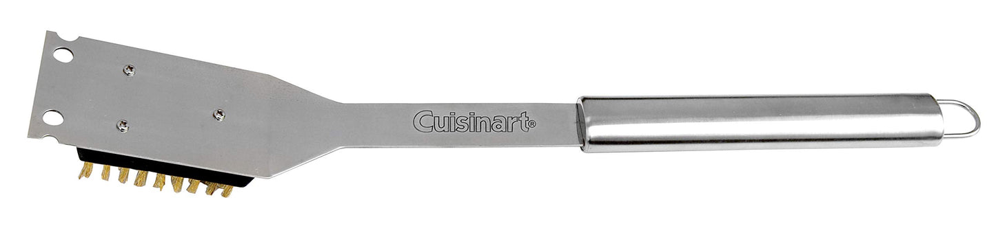 Cuisinart Stainless Steel 16.5" Long Handle Grill Cleaner Brush and Scraper for BBQ, Griddle, Grills, Cookout Tool, Grill Brush for Outdoor Grills BBQ Accessories