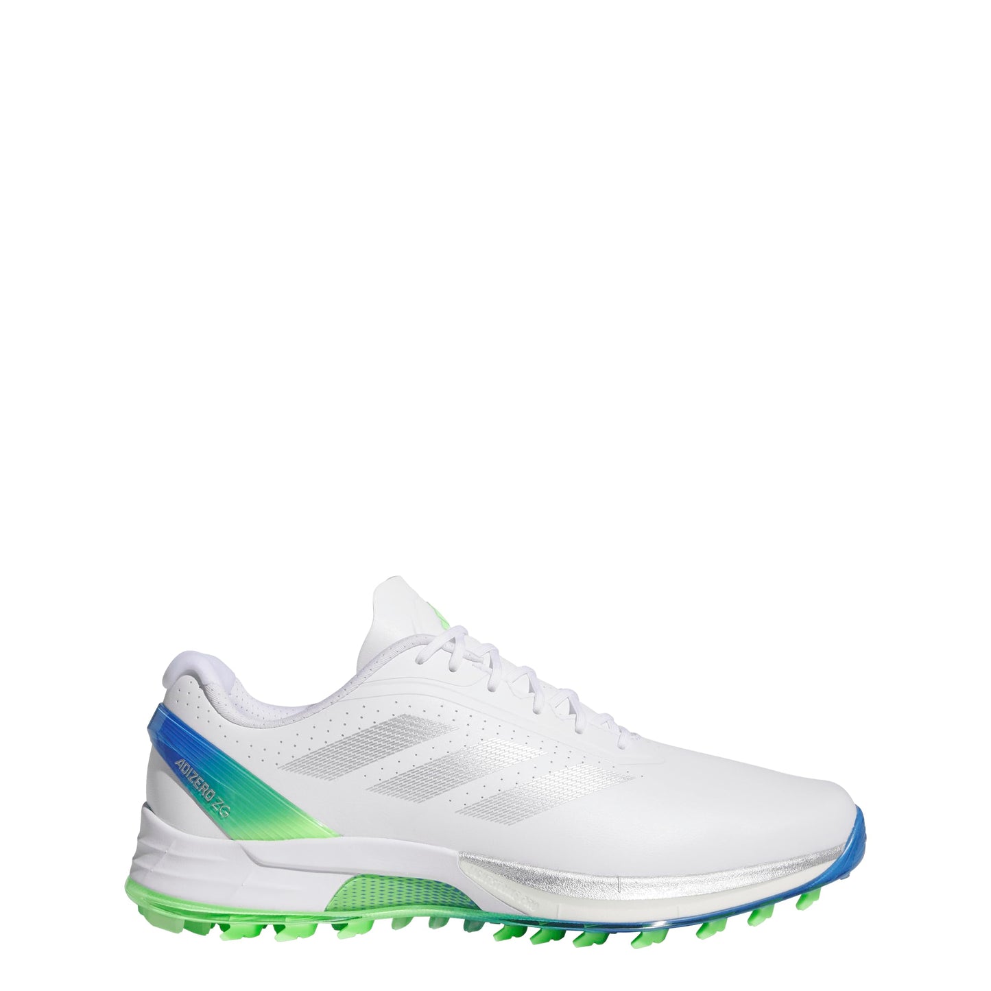 adidas Men's Adizero ZG Spikeless Golf Shoes, Footwear White/Silver Metallic/Lime Burst, 9.5
