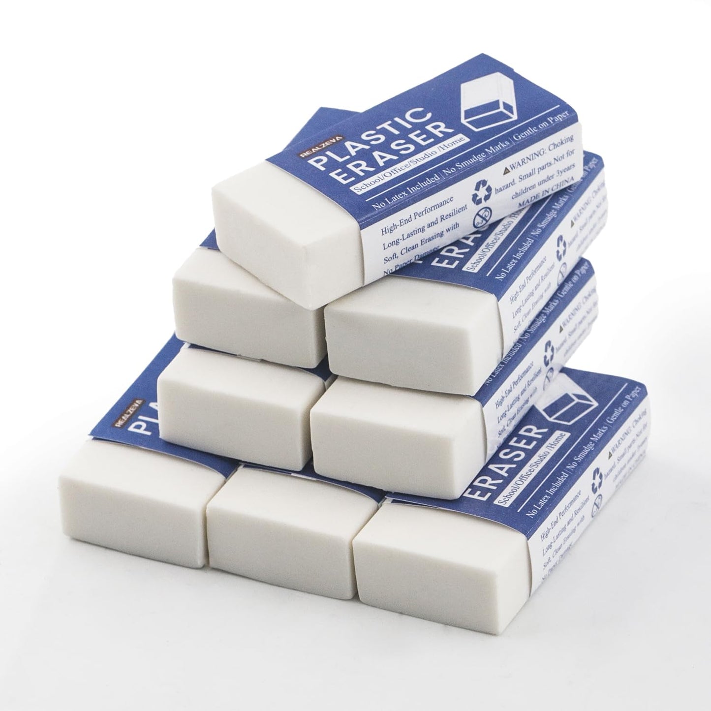 Realzeva White Eraser, 8-Pack Bulk Erasers for Classroom,White Erasers for School, Classroom Must Haves & Back to School Supplies Eraser, Latex-Free & No Crumbling, Gomas De Borrar Escolares.