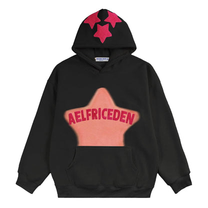 Aelfric Eden Womens Graphic Hoodies Pink Star Print Hoodie Unisex Oversized Hoodies Long Sleeve Pocket Pullover