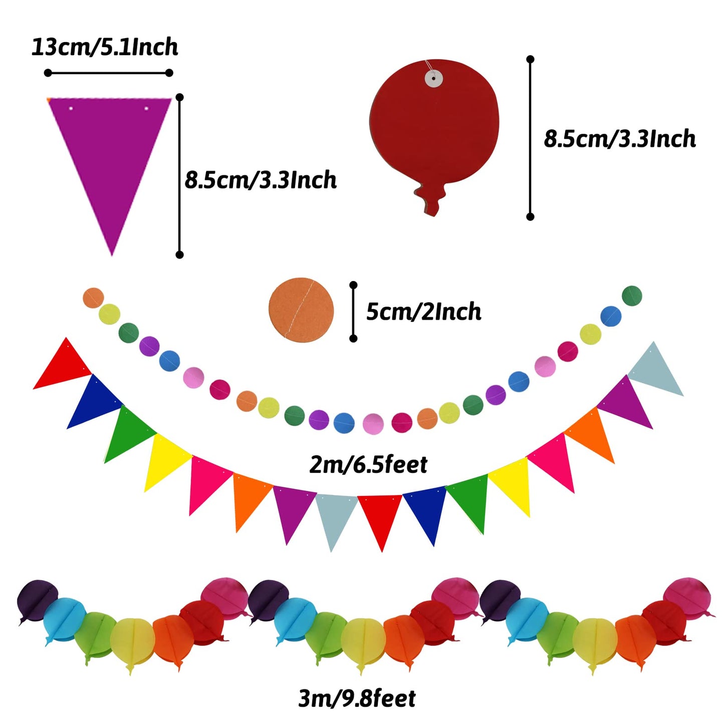 Recosis Fiesta Party Decorations, Multicoloured Paper Fans Pompoms Paper Balloon Garlands Hanging Swirls Decorations for Fiesta Gifts Mexican Cinco De Mayo Taco Birthday Party Supplies