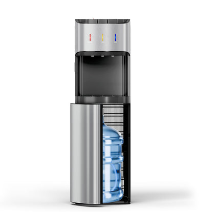 Manastin Bottom Loading Water Cooler Dispenser for 3-5 Gallon Bottles, 3 Temperature - Hot, Cold & Room Water with Child Lock, Ideal Design for Home & Office, Mirror Silver