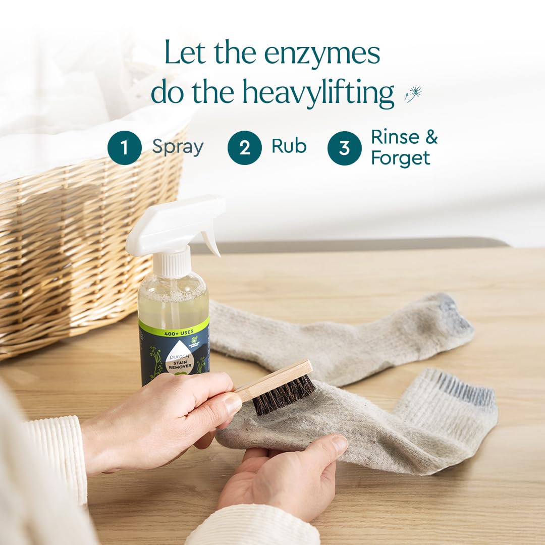 Puracy Stain Remover, Travel and Laundry Stain Cleaner for Clothes, Baby Essentials, Kids Stains, Oil and Fabric Spot Cleaner, Unscented (Stain Remover Spray, 12 fl oz)