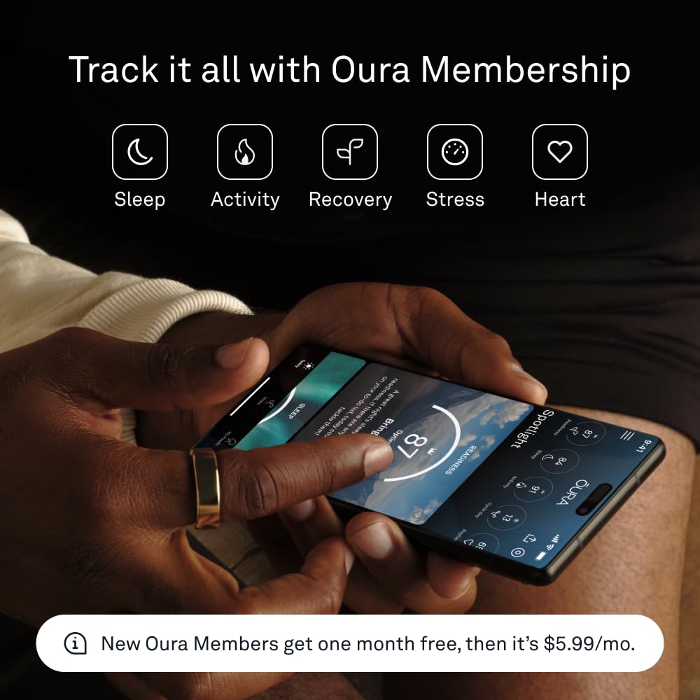 Oura Ring Gen3 Horizon - Silver - Size 7 - Smart Ring - Size First with Oura Ring Gen3 Sizing Kit - Sleep Tracking Wearable - Heart Rate - Fitness Tracker - 5-7 Days Battery Life