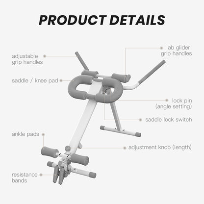 WONDER CORE Pro Max, Ab Machine for Stomach Workout, Ab Workout Equipment for Home Gym, Ab Trainer, 4-in-1 Exercise Equipment: Rowing Machine, Leg Press Machine, Ab Glider Machine, Roman Chair