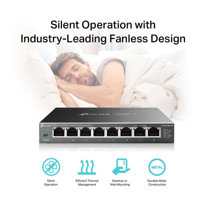 TP-Link TL-SG108S-M2 | 8-Port Multi-Gigabit 2.5G Ethernet Switch | Unmanaged Network Switch | Ethernet Splitter | Plug & Play | Desktop/Wall Mount | Silent Operation
