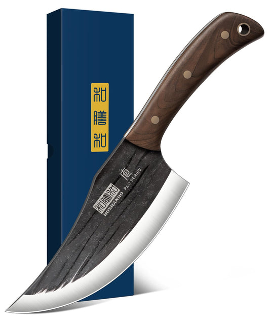 HOSHANHO 6 Inch Viking Knife, High Carbon Steel Japanese Kitchen Chef Knife, Hand Forged Butcher Knife for Meat Cutting, Multipurpose Cooking Knives for Home & Camping & BBQ