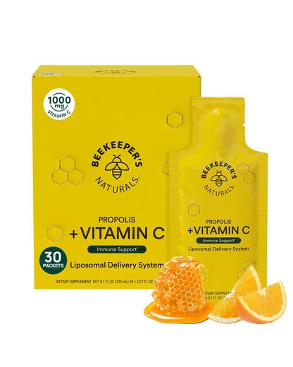 Beekeeper's Naturals Propolis Liposomal with Vitamin C Effective Bio-Available Immune Support Delivery, 30 Ct
